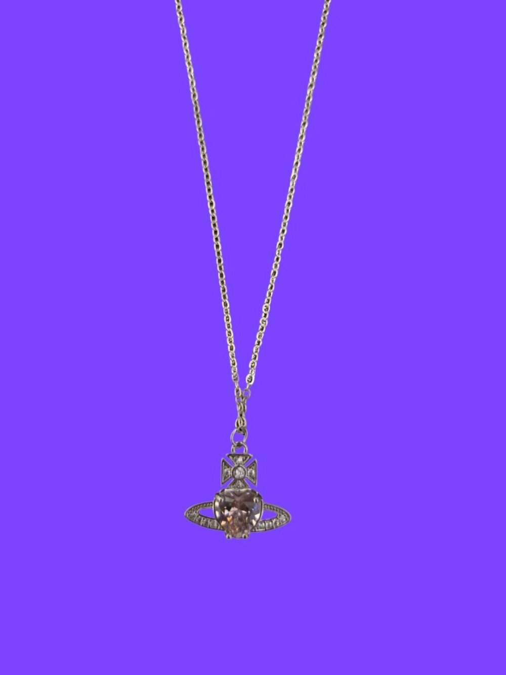 Elegant German Cross & Rhinestone Necklace  18 in.